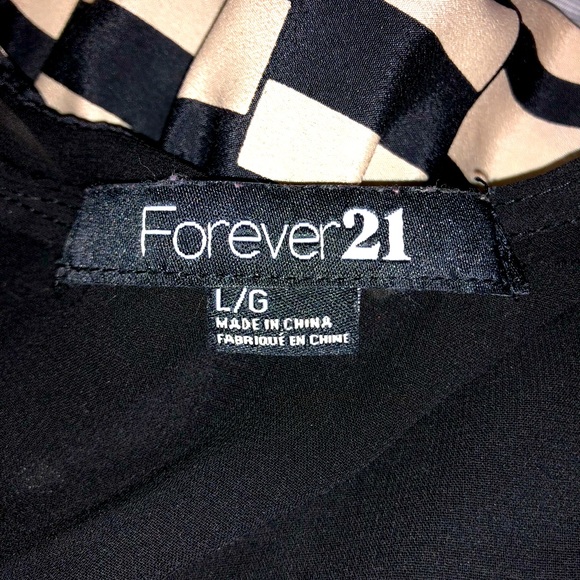 Forever 21 black & cream elastic waist dress. L - Picture 5 of 6